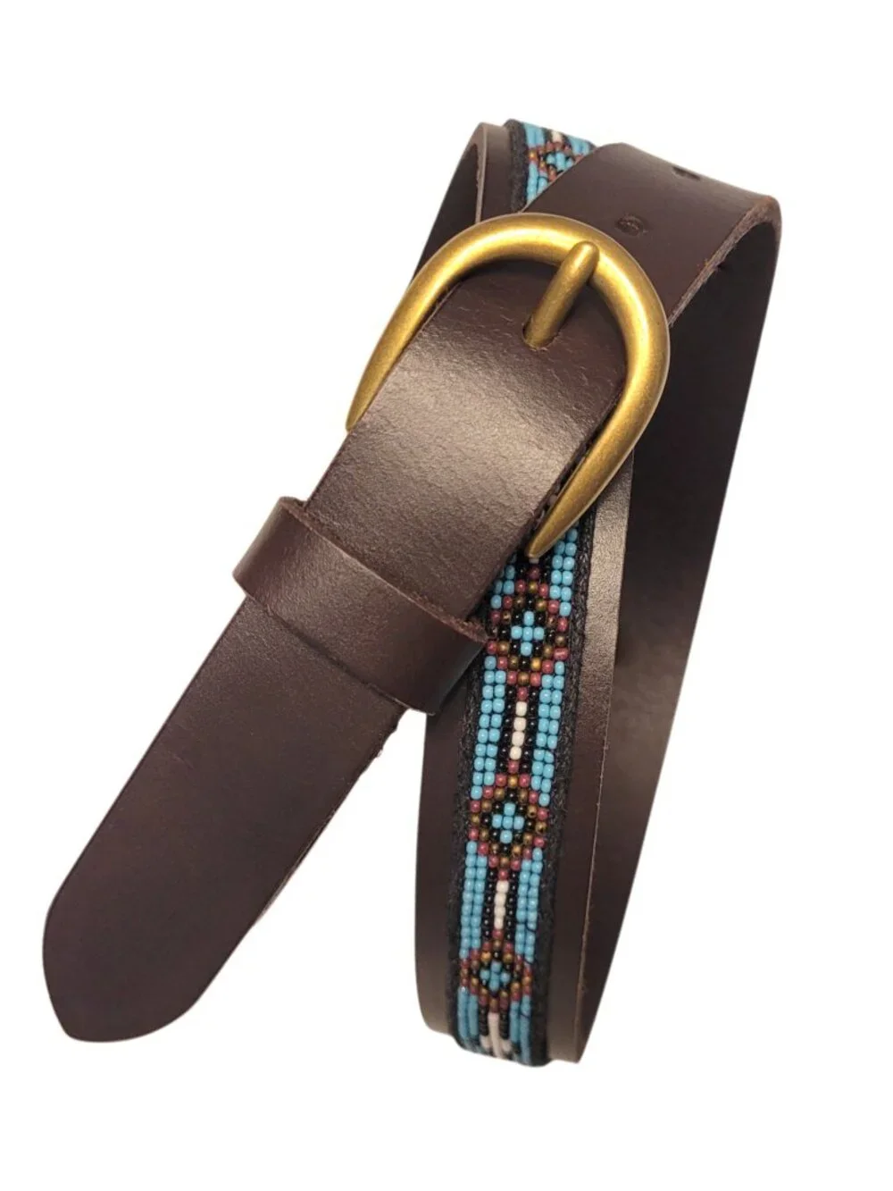 Lucky Brand Boho Beaded Leather Belt